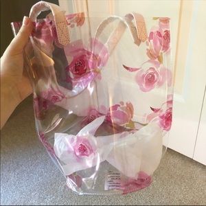 Pink Floral Clear Tote Bag